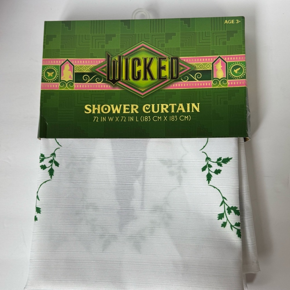 Wicked Green and White Shower Curtain wizard of Oz witchy new